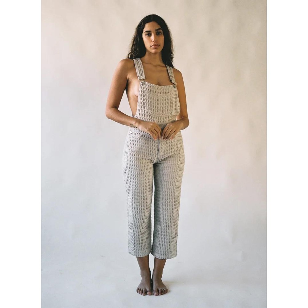 Neutral Cream Women’s Crocheted Jeans Overalls